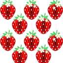 Tenare 24 Pcs Strawberry Party Decorations Strawberry Honeycomb Balls Birthday Favors Berry First Theme Table Centerpieces Tissue Paper Honeycomb Tabletop Hanging Decor Party Supplies(Red)