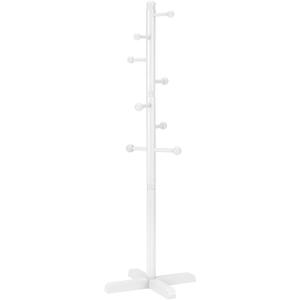 Kids Coat Rack, Freestanding Coat Racks with 8 Hooks 2 Adjustable Height, Tree Coat Rack for Bedroom, Hallway, Entrance, Office, Hats, Handbags,Purse (White)