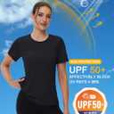 MAGCOMSEN Women's Short Sleeve T-Shirts UPF 50+ Sun Protection Quick Dry Athletic Running Workout Rash Guard Tops (Black, L)