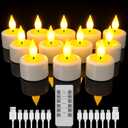 SoulBay Rechargeable Tea Lights with Remote, 12pcs Flameless Flickering LED Candles with Timer & USB Charging Cable, No Battery Needed, for Home Lantern Table Party Holiday Decorations