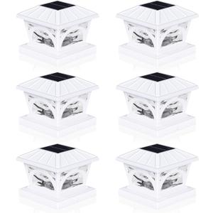 Solar Post Cap Lights 4x4 Post Solar Lights Outdoor 20 Lumens, 6 Pack
