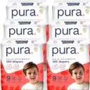 Pura 360° Diaper Pants Size 9 (48+lbs) 90x Stretchy Night Time Pull Ups, 12 Hour Overnight Leak Protection, Soft Cotton, Organic Baby & Toddler Disposable Diapers, Hypoallergenic for Sensitive Skin