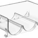 mDesign Stackable Plastic 3 Bottle Refrigerator Wine Rack - Kitchen Storage Organizer Holder for Storing Champagne, Wine, and Water Bottles - Stacking Wine Bottle Organizer for Fridge - Clear