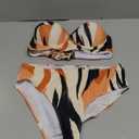 Couples Matching Swimsuit Zebra Print, Push-Up Bra Women Bikini Set, Soft Elastic Men Swim Trunks (Medium)