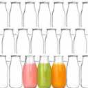QAPPDA 12 oz Glass Bottles, Glass Milk Bottles with Lids, Vintage Breakfast Shake Container, Vintage Drinking Bottle with Chalkboard Labels and Pen for Party,Kids,Set of 20