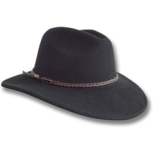 Oztrala Outback Fedora Australian Wool Felt HAT HW02 Mens Women Kids Leather Band Cowboy Western US (7, Black)
