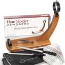 Ham Stand Spain with Knife and Sharpening Steel + Ham Cover + Kitchen Cloth + Tongs - Orginal Ham Holder for Spanish Hams and Italian Prosciutto