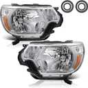 Anti-misting Headlight Assemblies Fit For 2012 2013 2014 2015 Toyota Tacoma 12 13 14 15 Tacoma Front Light Headlamp Driver And Passenger Side (Chrome Housing Amber Reflector)