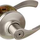 Kwikset Balboa Interior Privacy Door Handle with Lock, Door Lever For Bathroom and Bedroom, Satin Nickel Reversible Keyless Turn Lock, with Microban Protection