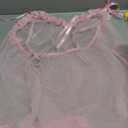 OYOANGLE Women's Lace Sheer Bow Chemise Nightgown and Thongs See Through Lingerie Set Pink Small