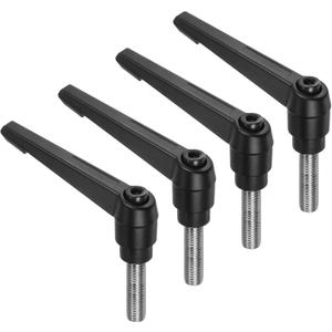 uxcell 4pcs Clamping Lever Handles, M12 x 40mm 304 Stainless Steel Threaded Male Stud, Adjustable Handles Locking Quick Release Ratchet Push Button Bolt Knobs, Black