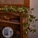 BAOLITVINE Lighted Magnolia Garland with Timer 6FT 80 LED Fairy Lights, Artificial Plant Vine Garland with Lights Battery Operated or USB Plug in for Fireplace Mantle Christmas Spring Decoration