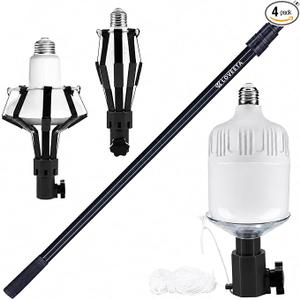 LOVEETA® Gen3 12Ft [18Ft Reach] Extendable Light Bulb Changer Pole for High Ceilings – Telescopic Light Bulb Pole Changer with Bulb Gripper, Chandelier Lights - Jet Black