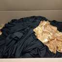 Chumia 120 Pcs Chair Covers and Sashes, Stretch Spandex Chair Covers with Shiny Sashes for Wedding Party Banquet Dining Decor(Black, Gold)