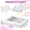 5 Set Full Sheet Cake Box 26 x 18 x 4 Inch with Cake Boards and Pink Satin Ribbon Large Rectangle Bakery Boxes with Window White Bakery Boxes for Packaging Cupcakes Muffins Pie, 26 X 18.5 X 4 Inches