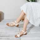 Flat Sandals For Women Dressy: Comfortable Strappy Sandal Ankle Buckle Open Toe Summer Beach Walking Vacation Daily Wear Size 5-10.5
