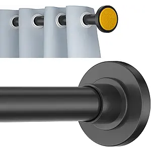 Black Shower Curtain Rod Tension 30 to 80 Inch,1 Inch Diameter Adjustable Tension Curtain Rod No Drilling,Shower Rods for Bathroom,No Rust