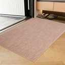 Indoor Door Mat 17"x30" - No Creases Entryway Mat, Low-Profile Dirt Trapper Front Door Mat for Inside Entrance, Non Slip Rubber Backing Inside Doormat for Entryway, Easy Clean Washable (Khaki)