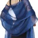 Women Sheer Crepe Shawl - Lightweight Soft Shimmer Wrap for Evening Party, Travel & Festival - Versatile Elegant