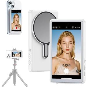 Vlog Selfie Monitor Screen iPhone, 4K 60fps Recording, Wireless Screen Mirroring with Remote Control, Magnetic Fixation, 180° Rotation, 3 Levels of Brightness, Compatible with iPhone & Android