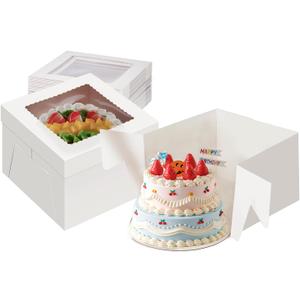 10Pack 12x12x12 Cake Boxes with Window, Tall White Large Cardboard Bakery Carrier for Multi-Tier Cakes, Wedding, Birthday, Halloween, Professional & Home Bakers