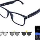 AI Smart Glasses, Anti Blue Light Bluetooth Translation Glasses with 164 Hands-Free Calls & Audio Multifunctional Smart Sunglasses for Men Women Travel Trade Business (KL07-Black-Color-Change-Lens)