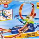 Hot Wheels Toy Car Track Set, Stunt Track Mid-Air Crash with 1:64 Scale Die-Cast Toy Car, Motorized Booster for Non-Stop Stunting & Racing