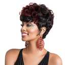 Short Wine Red Pixie for Black Women Short Wigs for Black Women Natural Black and Burgundy Pixie Cut for Women 1B/99J Women Wigs (Black Mixed Wine Red)