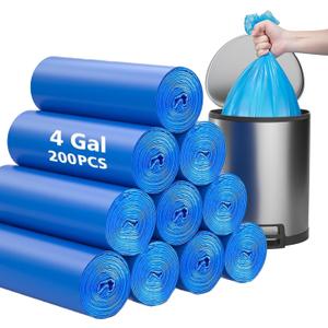 Compostable Trash Bags 4 Gallon 200 Packs,AYOTEE Biodegradable Trash Bags,Blue Recycle Bags,No leak Small Trash Bags,Small Garbage Bags 4 Gallon Trash Bags Unscented,4-6 Gal Bathroom Trash Bags