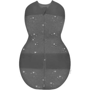 Sleepea 5-Second Swaddle - 100% Organic Cotton Baby Swaddle Blanket - Doctor Designed Promotes Healthy Hip Development (Charcoal Stars, Medium)