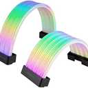 TECWARE Flex RGB, Cable Cover Kit, Light Up LED Strip Set for PSU Extensions, 5V 3 Pin ARGB Sync, Compatible with 8-Pin or 16-Pin GPU Cable, 24-Pin Motherboard Cable, Black