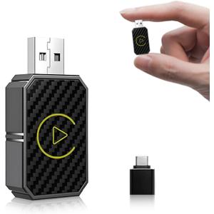 Wireless CarPlay Adapter 2 in 1, Mini Wireless Carplay Adapter Stable Smallest, Bluetooth Connection, Plug & Play, No Latency for iPhone & Android Auto