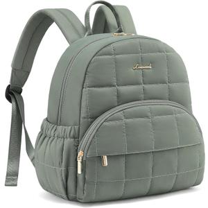 LOVEVOOK Small Backpack Purse for Women, Mini Puffer Backpack with Anti-theft Pocket, Lightweight Quilted Casual Daypack for Daily Work & Travel (Medium, Green)