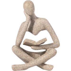Bookshelf Decor, Coffee Table Decor, Library Decor Sculptures - Abstract Thinker Statue, Resin Modern Art Sculptures for Living Room, Office Desk,Home Decor (Beige)