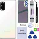 OEM Rear Back Glass Replacement for Samsung Galaxy S20 6.2 inches with Reparing Toolkit and Pre-Installed Adhesive (Could White)