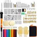 Wood Burning Kit, 110 Pieces Wood Burning Tool with Adjustable Temperature 200-420C, Professional Wood Burner Pen for Embossing Carving Soldering (Orange)
