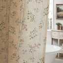 Floral Farmhouse Vintage Linen Shower Curtain, French Country Spring Shower Curtains for Bathroom, 72Wx72H