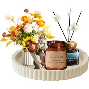 Round Decorative Tray for Coffee Table, Modern Round Coffee Table Tray for Home Decor, Table Centerpieces Serving Tray for Living Room, Office, Dining Room, Kitchen IslandWhite (10")