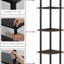 Furinno TURN-N-TUBE Corner Shelf, 5-Tier Corner Bookshelf, Open Storage Shelves, for Organization and Storage, Living Room, Home Office, Garage, Bedroom, Dark Brown Grain