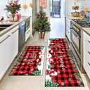 Christmas Kitchen Mats Set of 2,Christmas Snowman Holiday Floor mats, Merry Christmas Snowflake Black Red Buffalo Plaid Winter Kitchen Rugs(Red, 19.7"x31.5"+19.7"x47.3")