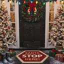 Dunzy Christmas Doormat Santa Stop Here Welcome Floor Mat Winter Outdoor Rugs Decorative Xmas Non Slip Doormat for Front Decor Home Entrance Indoor Outdoor, 20.5 x 23.5 Inch