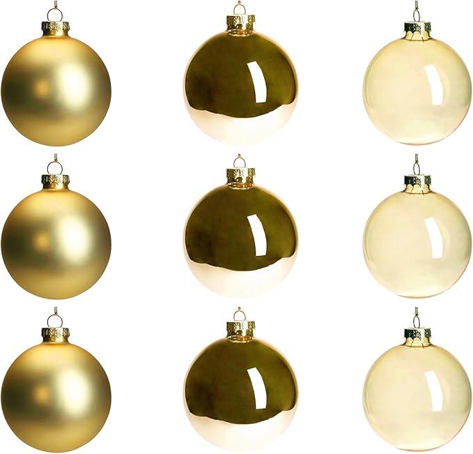 DN DECONATION Brown Glass Christmas Ball Ornaments, Set of 9, 3' Hanging Christmas Baubles for Xmas Tree Decoration, Wedding Party Gift