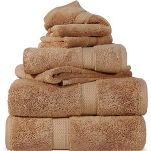 SUPERIOR Egyptian Cotton Pile 6 Piece Towel Set, Includes 2 Bath, 2 Hand, 2 Face Towels/Washcloths, Ultra Soft Luxury Towels, Thick Plush Essentials, Guest Bath, Spa, Hotel Bathroom, Rust