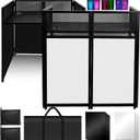 Portable DJ Booth 40" x 20", DJ Facade Table with Black/White Light Scrims, Foldable DJ Stand for Laptop and Controller,with Carry Bag, Cable Hole, Perfect for Bars, Clubs, Party, Private Events
