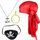 Beelittle Halloween Pirate Costume Accessories Silky Pirate Cap Role Play Set (Red 1)