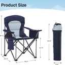 HIGH POINT SPORTS Oversized Camping Folding Chair, Heavy Duty Portable Outdoor Chair, Foldable Camp Chair with Cup Holder and Cooler Bag Support 450 LBS, 2 Pack, Dark Blue
