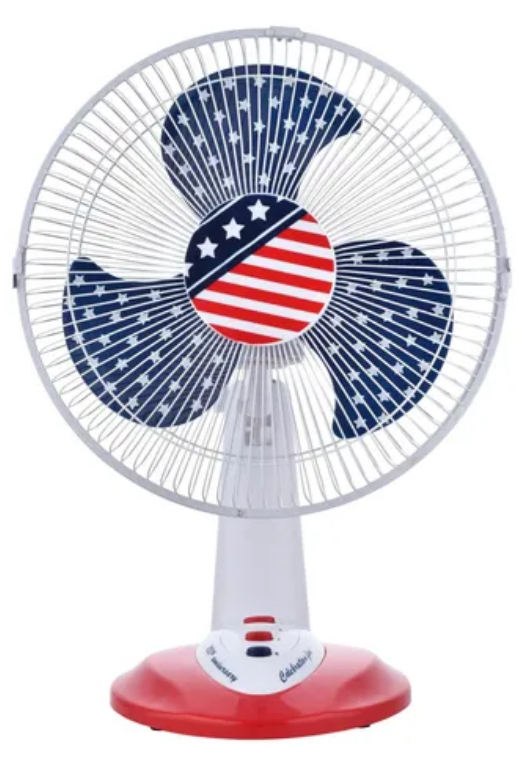 USA 250th Anniversary 12-Inch Oscillating Table Fan, Quiet, 3 Speeds