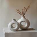 NOBULA Ceramic Bagel Vases C6  Thoughtful for Mom  Elegant Set of 2 for Living Room, Bedroom or Table  Modern Home Decor Shell Love  Perfect for Flowers & Plants