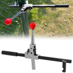 Chain Link Fence Stretcher Tool, Heavy-Duty Fence Puller & Tensioner for Fence Fabric Installation or Repair Projects in Farm, Ranch & Garden, Easy One-Person Operation, 9 Ratchet Range (Gray)