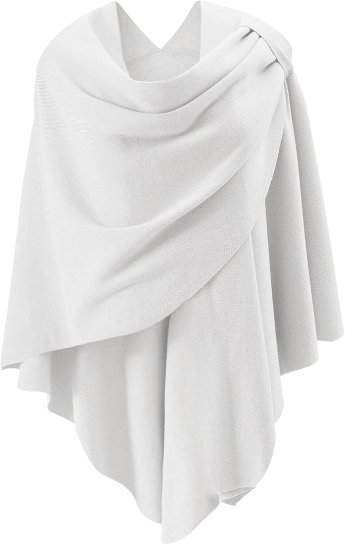 Womens Open Front Poncho Sweater Wrap Topper Knitted Elegant Shawls Cape for Spring Fall Winter (Series 1-ivory)